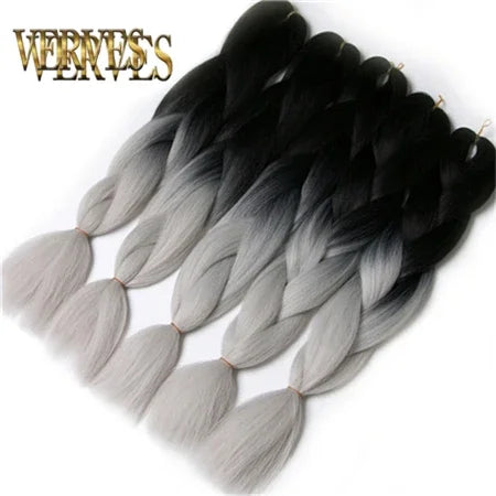 Synthetic Jumbo Braid Kanekalon Braiding Hair 24in | Ombre & Solid Colors | 100g