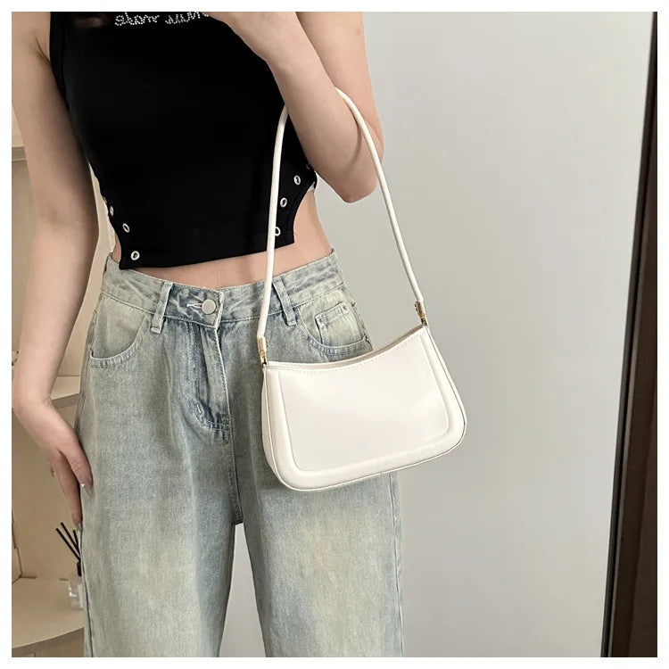 New Trendy Fashion Retro Solid Color Texture Underarm Bag | Popular Casual Simple Women's Small Square Handbag (Bolsos De Señora) Luxegan