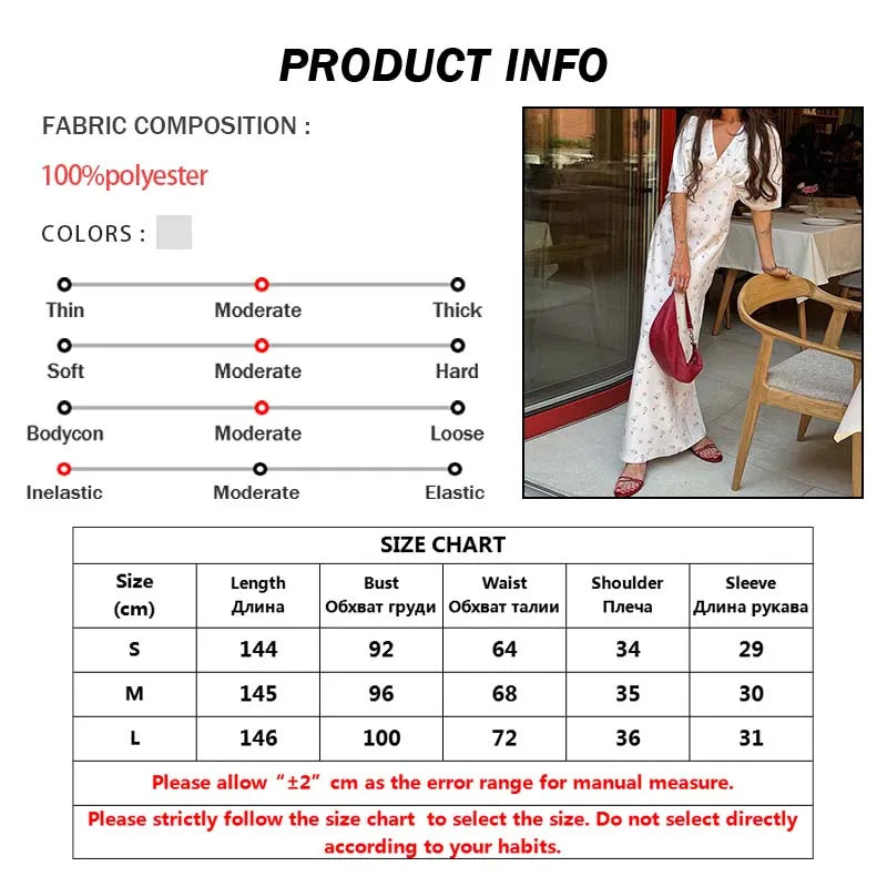 Print Casual V-Neck Half-Sleeve Batwing Slim Straight Floor-Length Dress – Non-Stretch Woven Polyester, Empire Waist, Spring/Autumn Luxegan