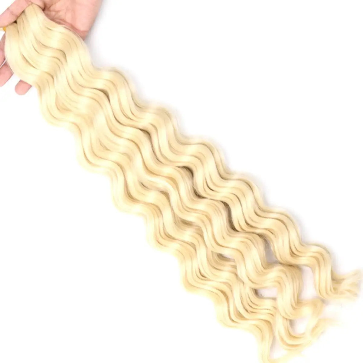 22-Inch Synthetic Deep Wave Bulk Braiding Hair – Curly Ombre No-Weft Faux Locs Extensions for - view 9