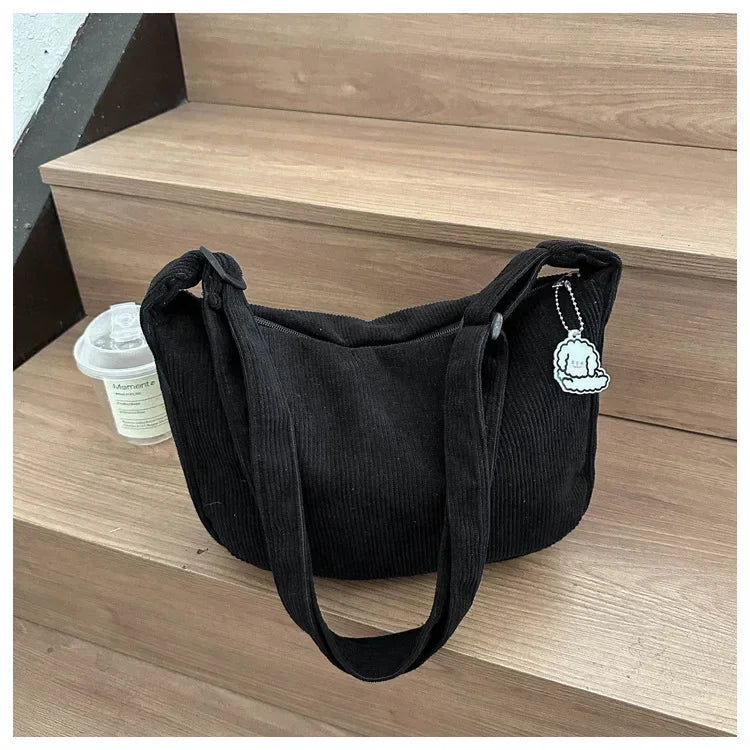 Corduroy "Lazy Wind" Dumpling Bag | Japanese Literary & Korean Casual Handbag Luxegan