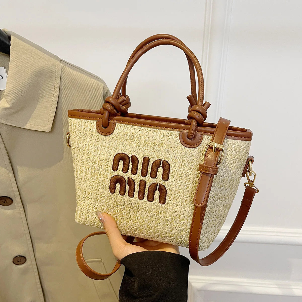 New Summer Beach Grass Woven Bag | Embroidered Thread Crossbody & Shoulder Bag Luxegan