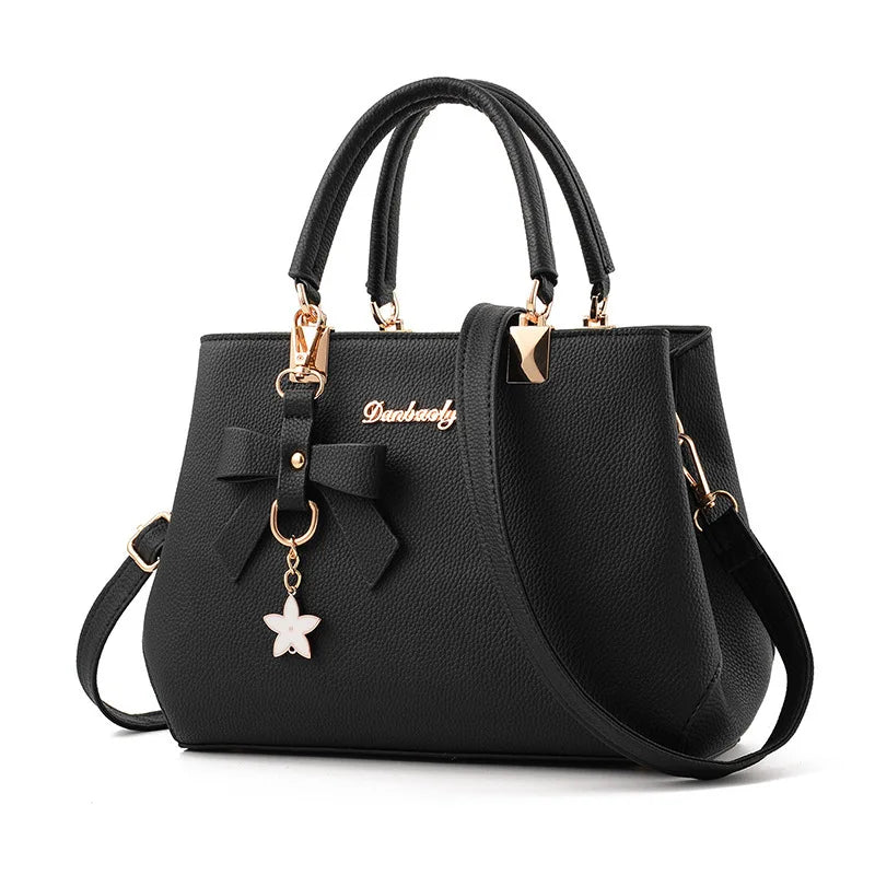 Elegant Women’s Messenger Bag with Flower Pendant | Office Ladies’ Pure Handbag & Satchel - view 12