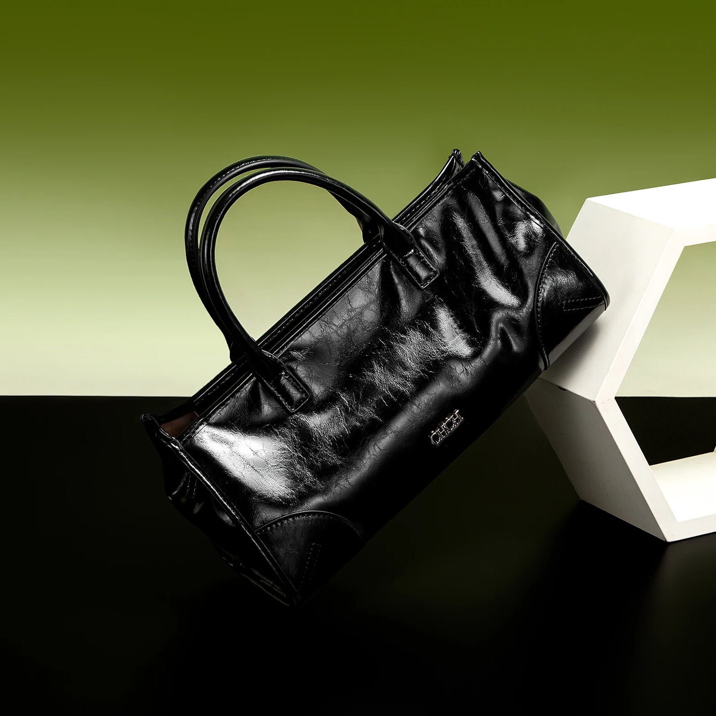 Soft Black Marble Pattern Baguette Bag | Detachable Strap Shoulder Bag Luxegan
