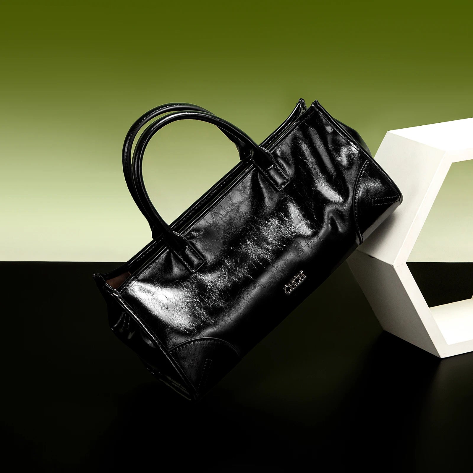 Soft Black Marble Pattern Baguette Bag | Detachable Strap Shoulder Bag Luxegan