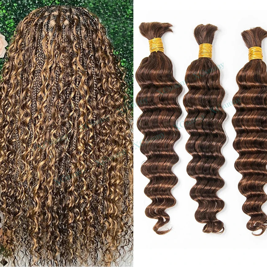 Deep Wave Human Hair Extensions | 12–26 Inch Braiding Hair Luxegan