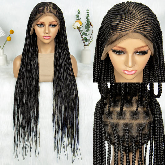 Knotless Box Braids Cornrow Full Lace Braided Wig | Synthetic Crochet Hair for Black Women Luxegan