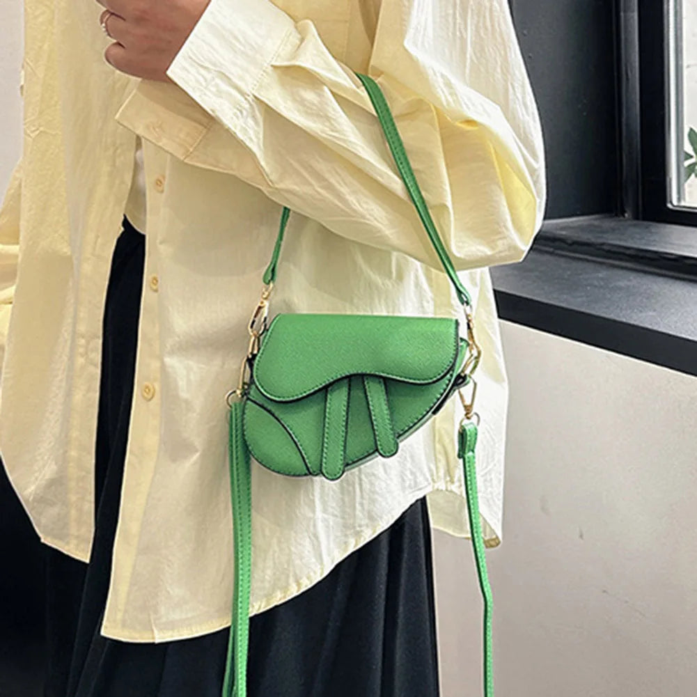 Simple Solid Saddle Messenger Bag | Soft Crossbody Purse Luxegan