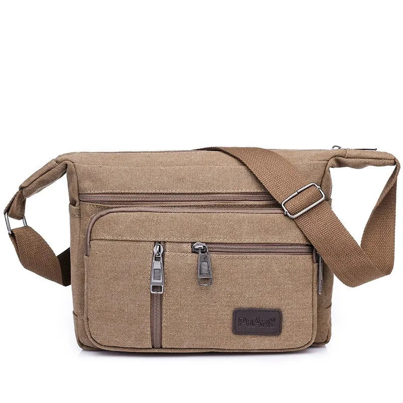 Men's Fashion Canvas Shoulder Bag | Sophisticated Casual Travel Tote | Elegant High-Quality Crossbody Messenger Bag | "Dignified" Soft Canvas Satchel for Professional and Leisure Versatility Luxegan