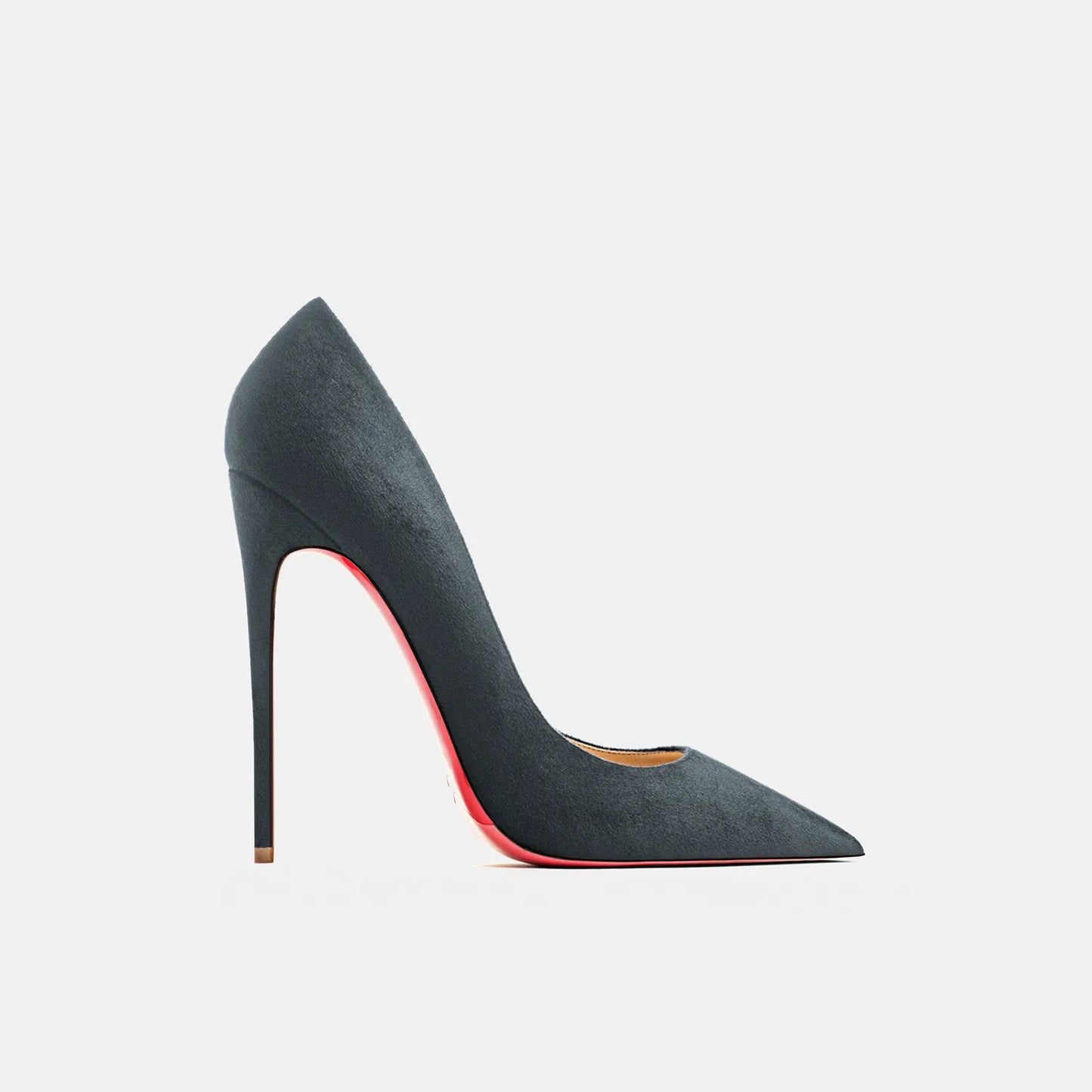 Autumn Suede Stiletto Pumps | Sophisticated Red Shiny Bottom High Heels | Elegant "Flannel" Pointed Toe Wedding Shoes | "Dignified" Shallow Mouth Fashionable Temperament Footwear for Radiant Versatile Styling Luxegan