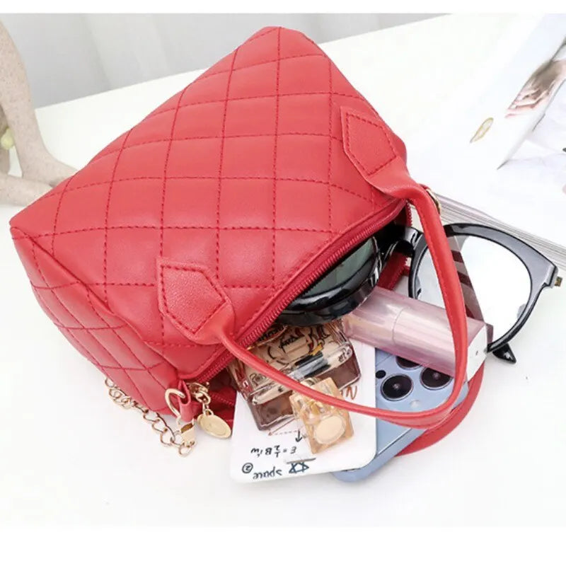 Quilted Crossbody Bag | Convertible Chain Strap & Classic Satchel Handbag Luxegan