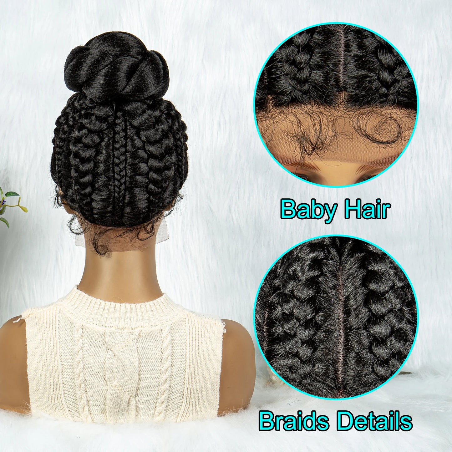 KIMA Bun Updo Braided Wig | Cornrow Style | Lace Front with Baby Hair Luxegan