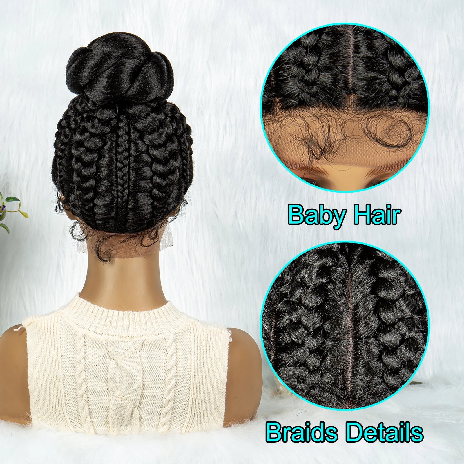 KIMA Bun Updo Braided Wig | Cornrow Style | Lace Front with Baby Hair Luxegan
