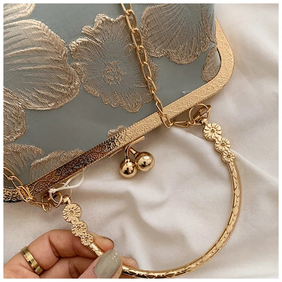 Chinese Style Embroidered Shoulder Bag | Retro Small Square Handbag & Luxury Evening Clutch Luxegan
