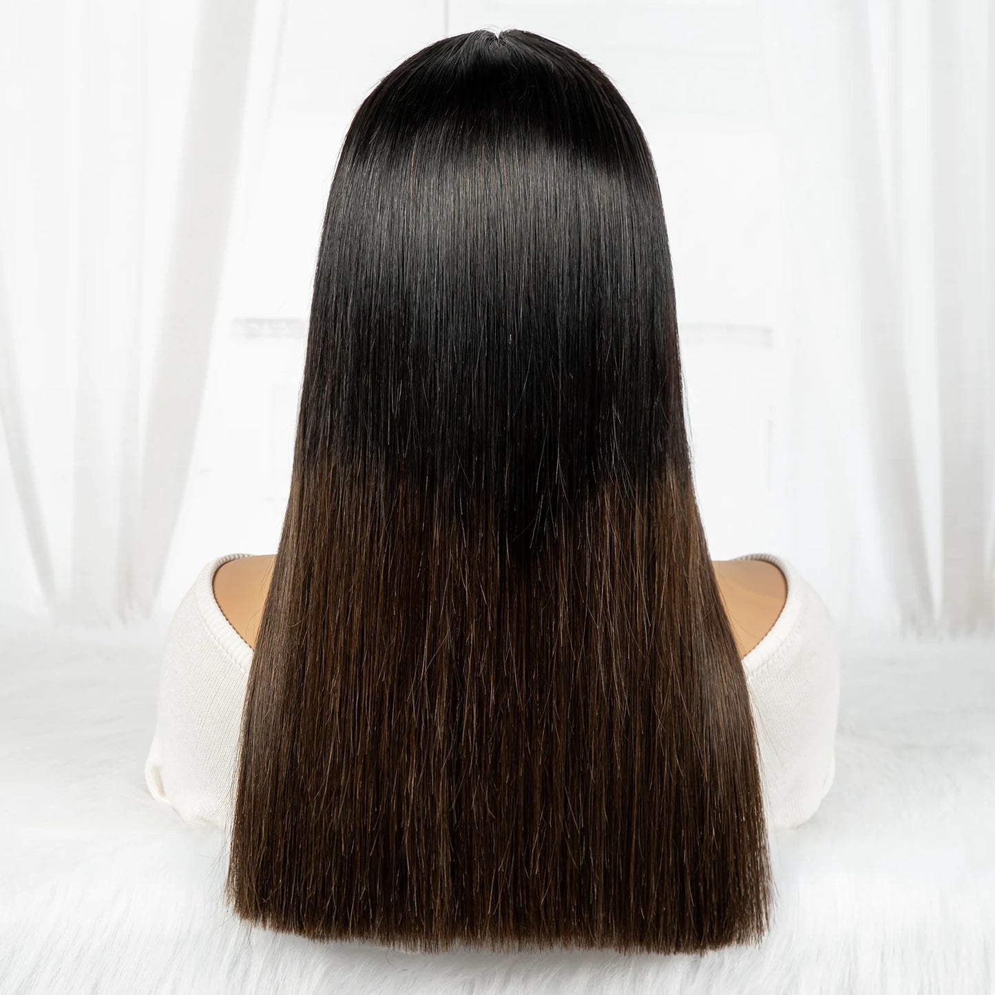 2x6 HD Lace Closure Wig 16A Double Drawn Raw Vietnamese Human Hair Wig 1BT4 Color Bone Straight Human Hair Wig for Black Women