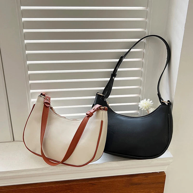 Luxury Designer PU Leather Underarm Bag | Fashion Women's Solid Color Pleated Clutch & Shoulder Hobo Tote Bag Luxegan