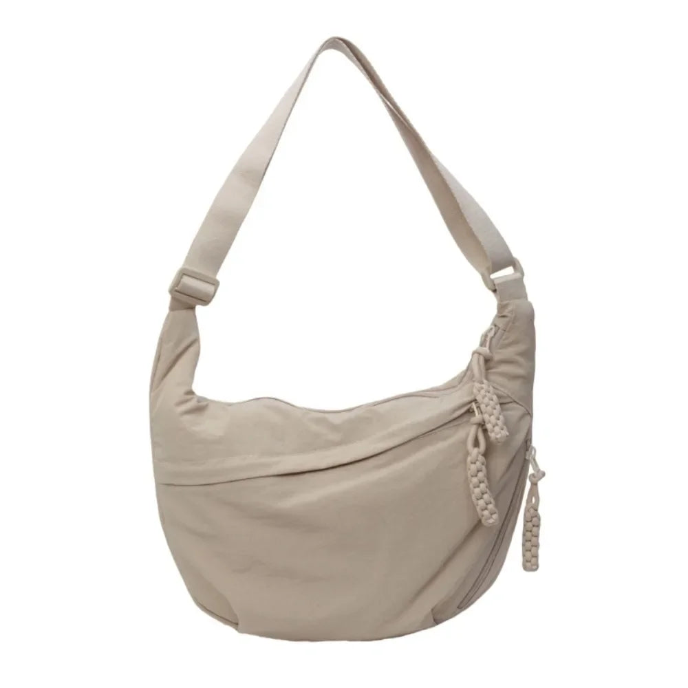 Canvas Solid Casual Tote | Soft Korean Simplified Large Capacity Dumpling Bag Luxegan