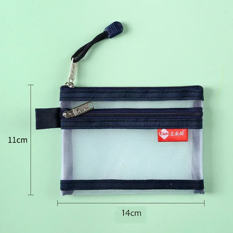 Bolsos cuadrados de nailon de doble capa con cremallera, monederos, carteras, tarjeteros para identificación bancaria y tarjetas de crédito, licencia B8, bolsas de almacenamiento con bolsillo