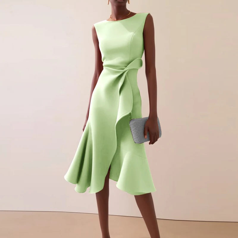 Women's Sleeveless Ruffle A-Line Dress Luxegan
