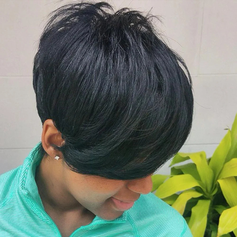 Short Pixie Cut Wig | 100% Brazilian Remy Human Hair | Full Machine Cap Luxegan