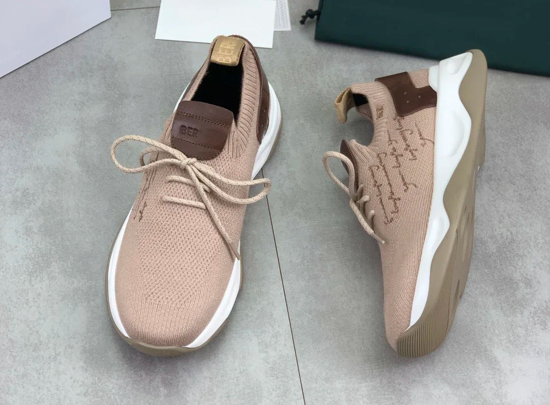 Men's Genuine Cow Leather Knitting Loafers | Sophisticated European Big Size 39–46 | Elegant "New Business" Quality Shoes | "Dignified" Breathable Sports Work Casuals for Radiant Versatile Styling Luxegan