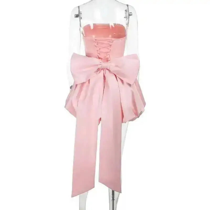 Townlike Bow Backless Sexy Party Dress Women Mini 2025 Spring Summer Dress Waist Wrap A-line Ball Gown Dresses