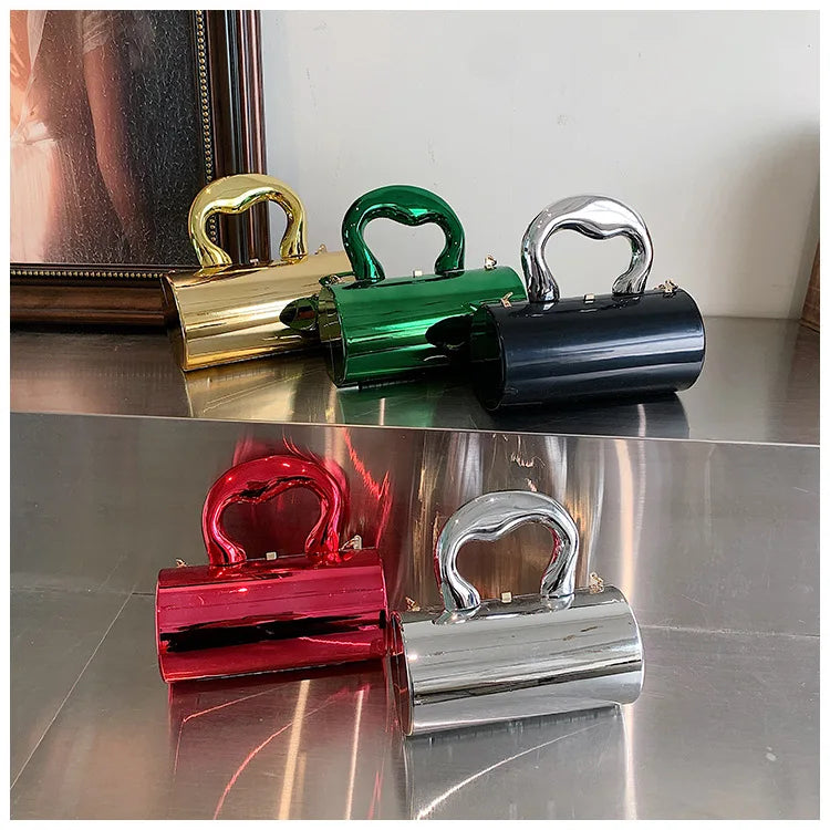 Fashion Cylinder Mini Evening Purse | Gold Box Clutch Shoulder Crossbody Bag for Women's Party Clutches Luxegan