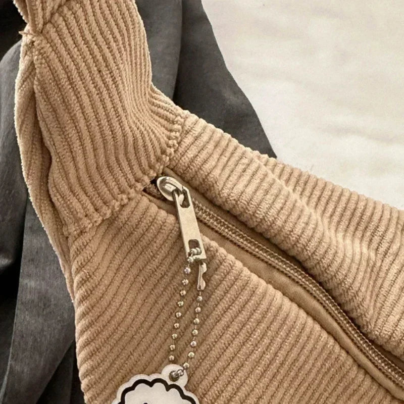 Corduroy "Lazy Wind" Dumpling Bag | Japanese Literary & Korean Casual Handbag Luxegan