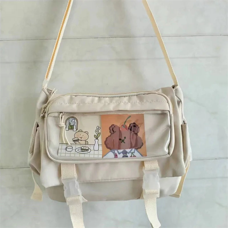 Japanese Harajuku Style Canvas Messenger Bag | Large Capacity Student Tote Luxegan