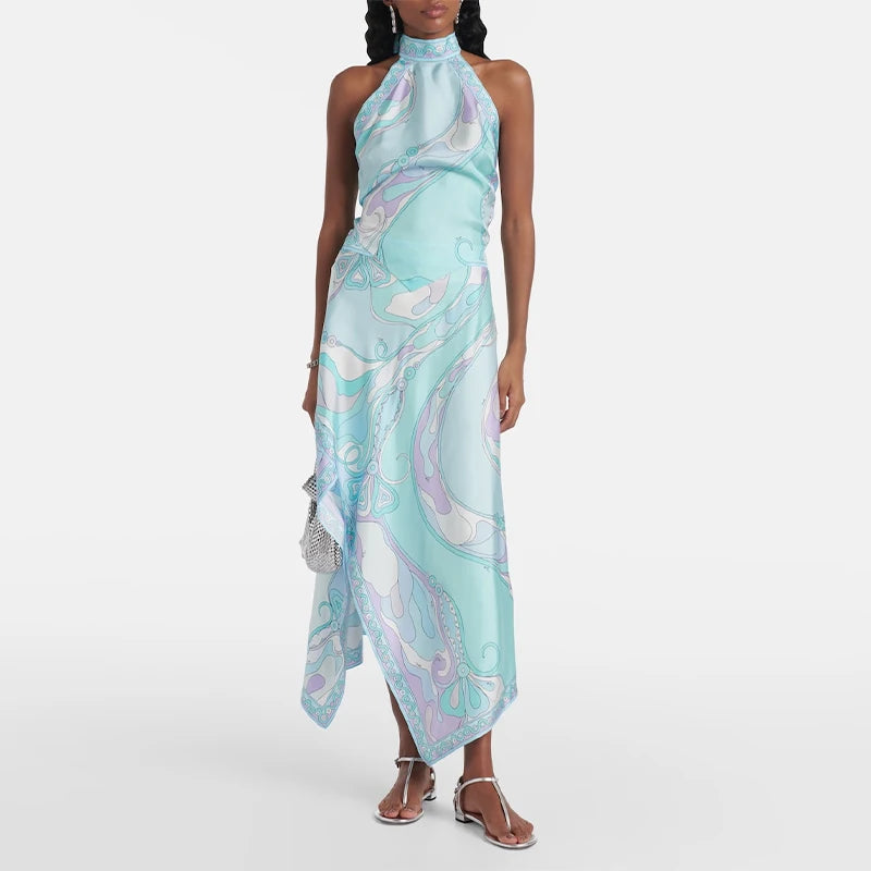 Stripe Print Round Neck Full Batwing Sleeve Loose Fit Sheer Ankle-Length Dress – Available as Dress or 2-Piece Set, Spring/Summer Luxegan
