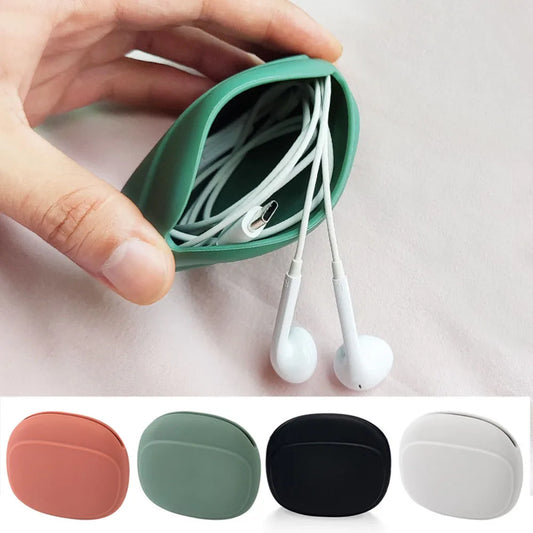 Portable Silicone Data Cable & Headphone Storage Box | Simple Mobile Phone Cable Organizing Bag (Cute Coin Purse) Luxegan