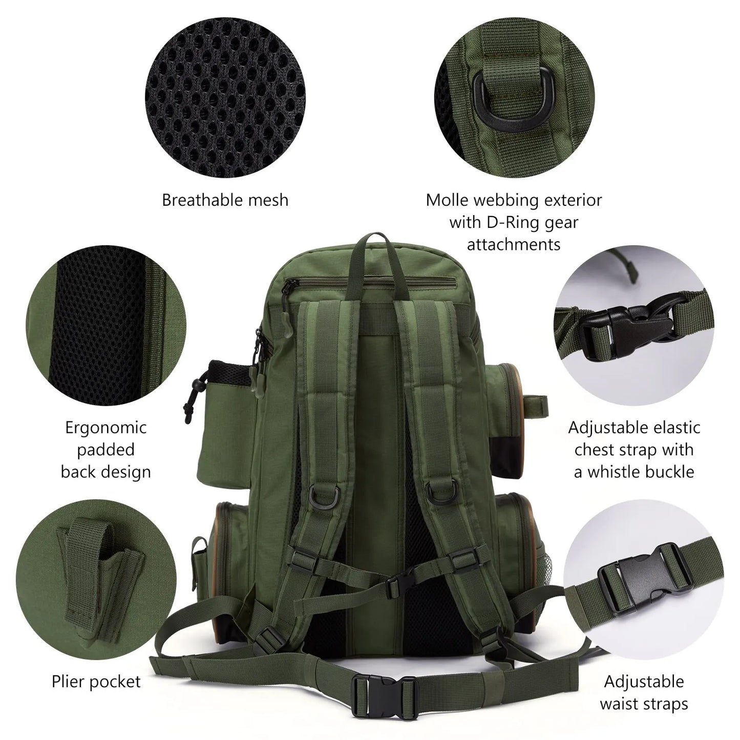 Mochila de pesca Bassdash, liviana, táctica, caja de aparejos, multifuncional