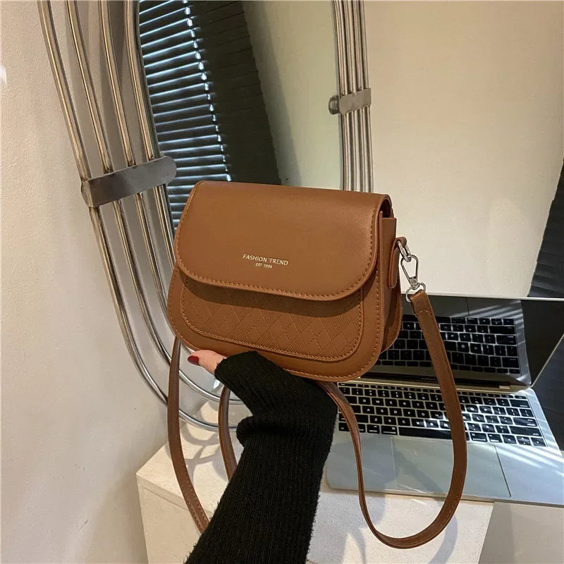 Small PU Leather Saddle Bag | Fashion Flap Crossbody Purse Luxegan
