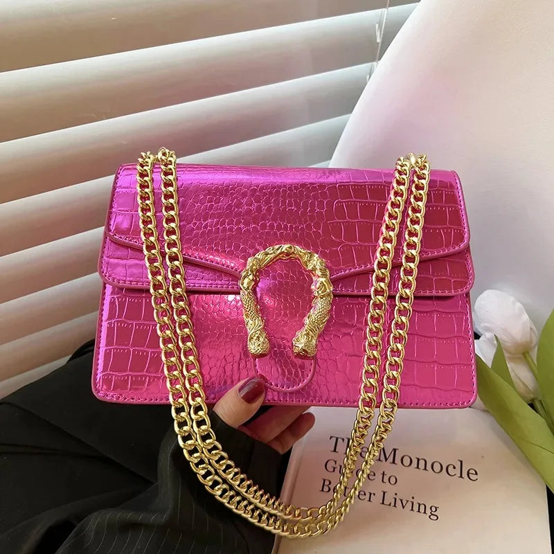 Hot Sale: New Crocodile Pattern Women's Bag | Simple Chain Crossbody & High-End Handbag Luxegan