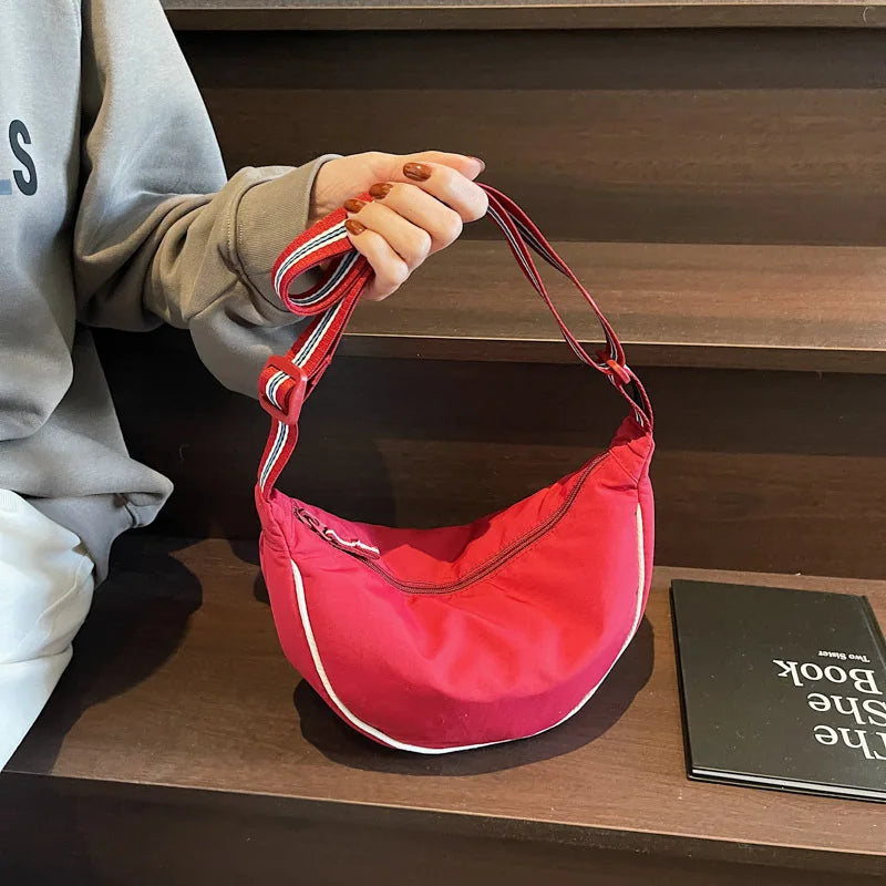 Nylon Solid Hobo Bag | Soft Lightweight Large Capacity Shoulder & Crossbody Bag Luxegan