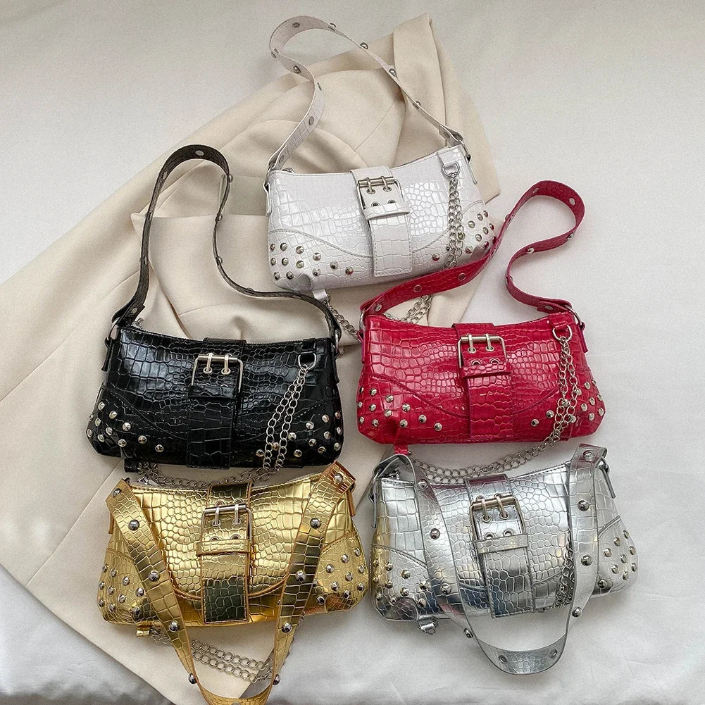 Fashion Women's Shoulder Bag | Y2K Armpit Bag & Luxury Design Pleated Underarm Bag (Solid Color Messenger Purse Hobos Handbags) Luxegan