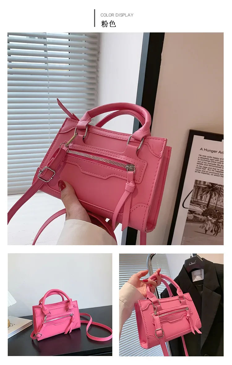 Western Style Crossbody Bag | Simple Textured Square Handbag Luxegan