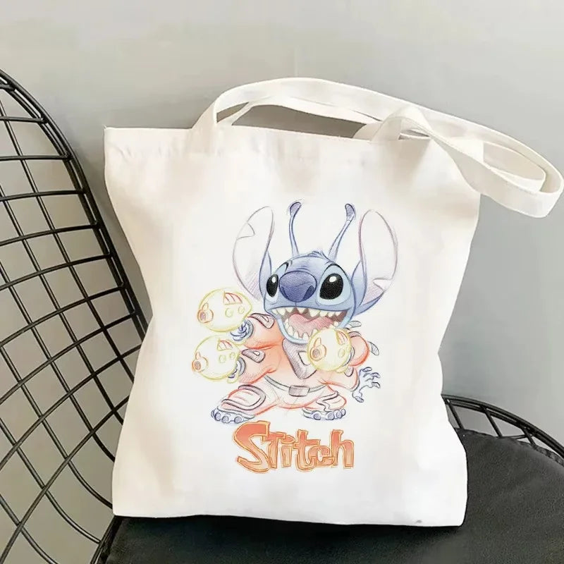 Disney Lilo & Stitch Cartoon Canvas Bag | Unisex Large Capacity Student Backpack & Shoulder Tote | Casual Shopping Totes Luxegan