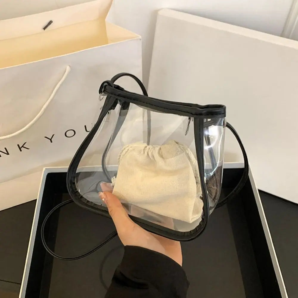 Creative 2-in-1 Clear Crossbody Bag | Portable Waterproof PVC Shoulder Tote (Casual Women's Commuting Bag) Luxegan
