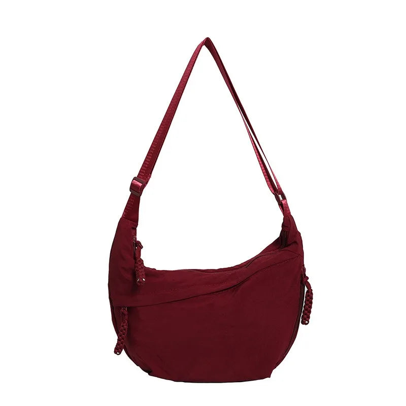 Solid Color Trendy Single Shoulder Bag | Women's Daily Casual Simple Dumpling Bag Versatile Canvas Bag Luxegan