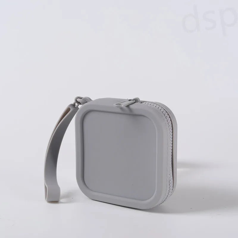 Silicone Solid Square Organizer | Zipper Waterproof Mini Wallet & Earphone Case Luxegan