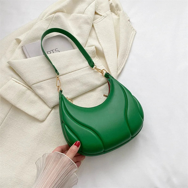 Y2K Retro Leather Hobo Bag | Soft Solid Color Shoulder & Crossbody Luxegan