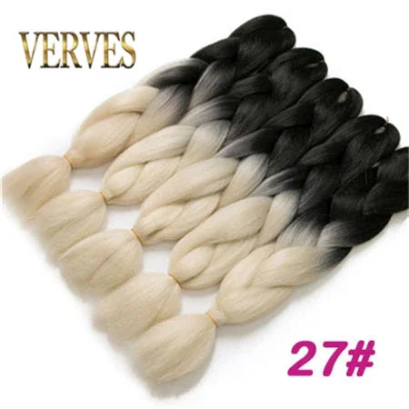 Synthetic Jumbo Braid Kanekalon Braiding Hair 24in | Ombre & Solid Colors | 100g