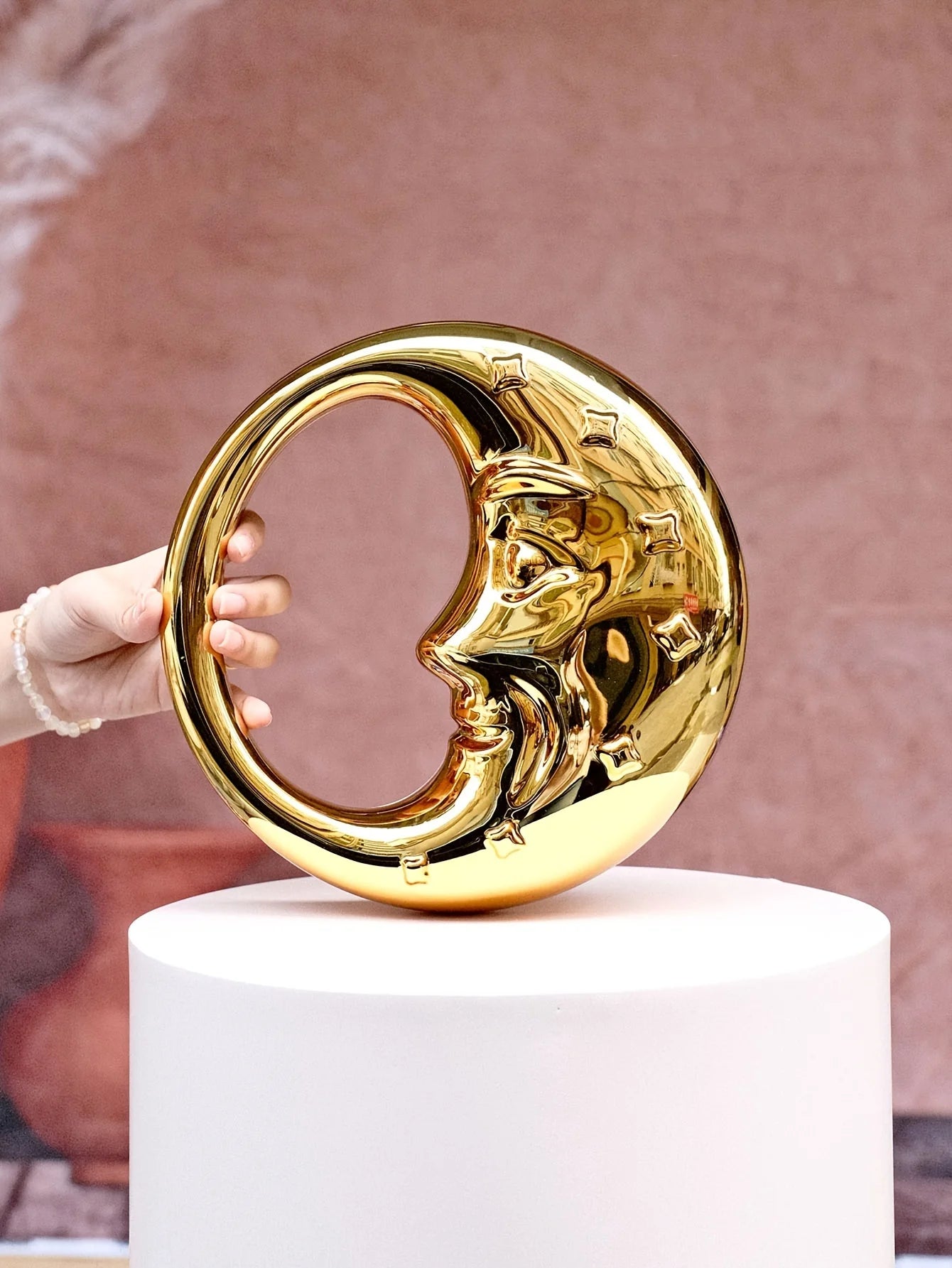 Hard Acrylic Moon Shape Clutch | Gold/Silver Shell Ladies Evening Purse Luxegan