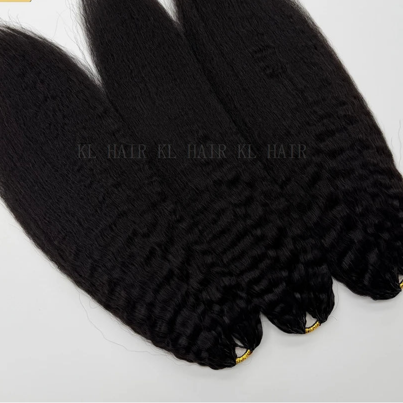 Kinky Straight Feather Crochet Human Hair Extensions – Pre-Looped Crochet Hair for Braiding | 12"–24" Luxegan