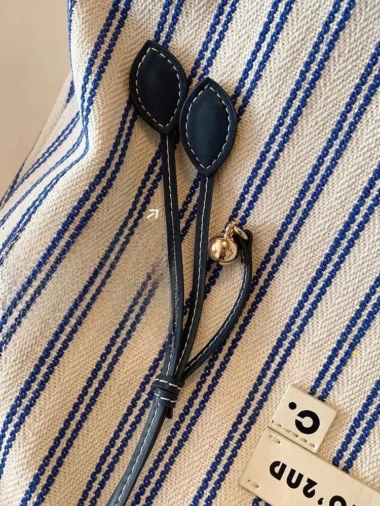 Texture Women's Tote Bag Contrast Color Stripe Shoulder Bags Woman Large Capacity Female Daily Commuting Underarm Packs Handbags