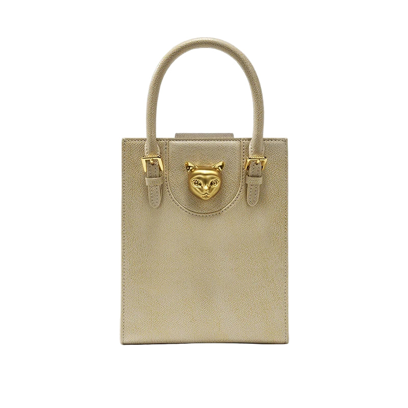 Hard Split Leather Cat Luxury Mini Bag | Designer Box Crossbody Luxegan