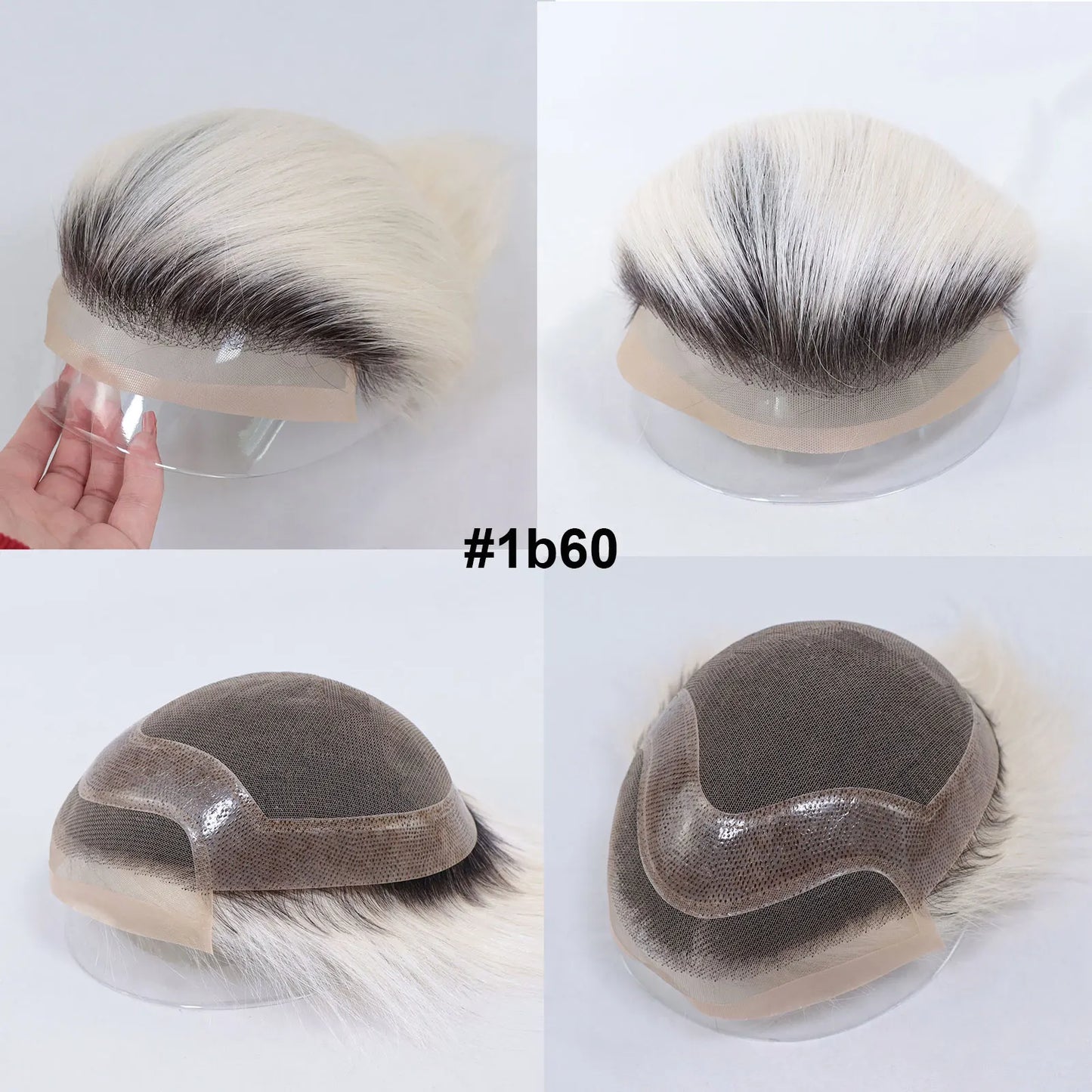 Ombre Platinum Blonde Lace Front Toupee | Sophisticated "Capillary Prosthesis" Silhouette | Dark Roots #613 Remy Human Hair System | "Dignified" High-Performance 8x10 Lace & PU Base for Radiant Versatile Styling Luxegan
