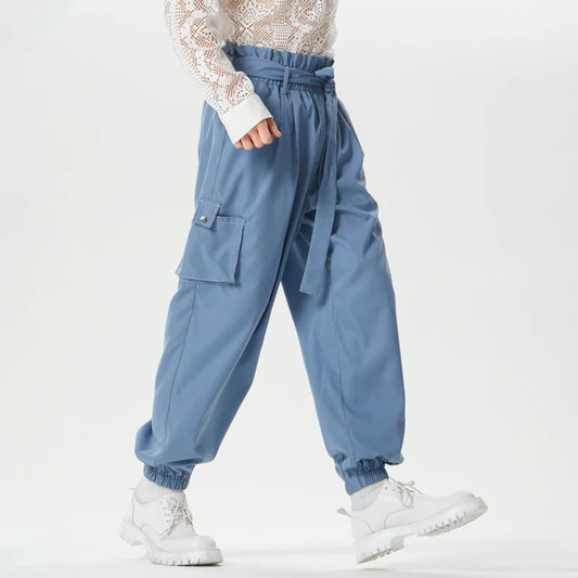 Solid Cargo Jogger Trousers | Sophisticated Mid-Waist Loose Silhouette | Elegant "Full-Length" Streetwear with Belt | "Dignified" Elastic Waist Pantalon for Radiant Versatile Styling Luxegan