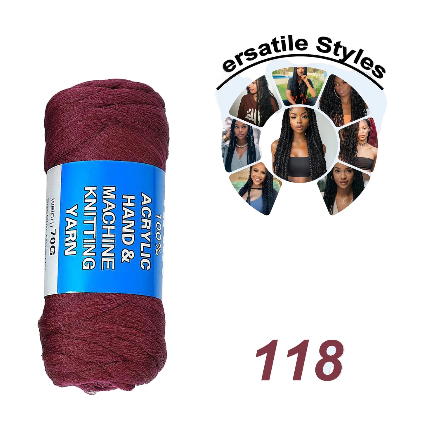 Kinky Curly Braiding Yarn – Acrylic Wool Hair for Crochet, Twists, Faux Locs & Dreadlocks | 14 Colors Luxegan
